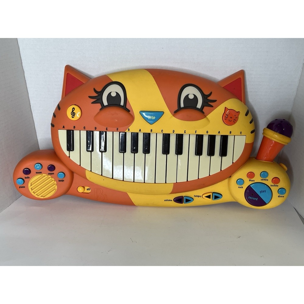My B.Toys Meowsic Singing Orange Cat Piano Keyboard Tested, microphone, kid toy